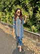 Kaftan Bandhini Kurta Set with Pants Blue color