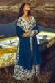 Lisa Anarkali Set Off White/Indigo color