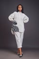 High-Low Shirt & Pants Co-Ord Set with Patchwork White White color