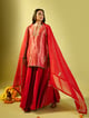 Red Barfi Kurta Palazzo Set Red color
