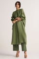 Hedge Green Zari Linen Festive Co-Ord Set Hedge Green color