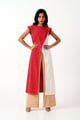 Jordan - Overlap Tunic + Pants Red/White color