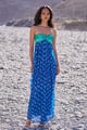 Bandhani Draped Dress Blue Green Blue/Green color