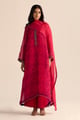 Beetroot Purple Kora Silk Bandhani Kurta Set Red color
