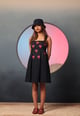 Blue Denim Square Neck Mini Dress with Heart Motif - MANVI DAGA STUDIO - Image 1