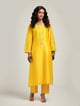 Embroidered Kurta with Scalloped Hem Yellow color