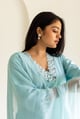Powder Blue Cotton Dupatta Kurta Set Blue color