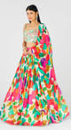 Georgette Embroidered Abstract Lehenga Set Multicolor color