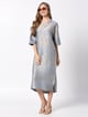 Blue Ornamental Golden Design Brocade Tunic Dress Blue color