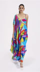 Multicolored Asymmetric Dress Blue/Yellow color