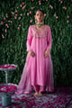 Embroidered Crushed Silk Kurta Set Pink color