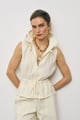 Zip-Front Utility Vest Cream color