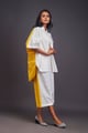 Oversized Co-Ord Set with Patchwork Detailing White color