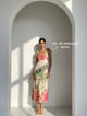 Cream Tropical Palm Print Tie-Strap Midi Dress - POPPI - Image 1