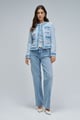 Tweed Coat with Denim Details Blue color