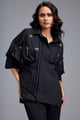 Embellished Button-Down Shirt Black color