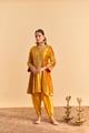 Laiba - Silk Velvet A-Line Kurta & Dhoti Mustard color