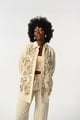 Cream Shirt with All Over Golden Cut Dana Work Cream color