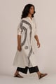 Off-White And Black Abstract Woven Co-Ord Set Off White/Black color