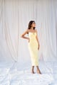 Yellow Sleeveless Midi Dress Yellow color