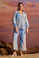 Provance Embroidered Co-Ord Set Blue color