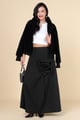 Rosette Asymmetric Skirts Black color