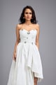 White Strapless Embellished Midi Dress White color