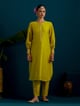Round Hem Kurta with Back Motif Lime Green color