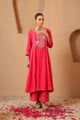 Rosy Fuchsia Anarkali with Flared Pants Pink color