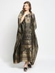 Black & Gold Motif Designed Long Brocade Kaftan Black color