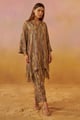 Tribal Asymetric Co-Ord Set Brown color
