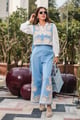 Pastel Hue Cutwork Embroidered 3pcs Co-Ord Set Blue color