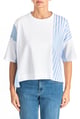 Boxy Stripe Panel Top White/Light blue color