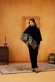 Nayab Velvet Embroidered Poncho Set Black/Gold color