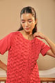 Crimson Smocked Shirt Magenta color