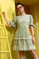 Matcha Dainty Embroidered Dress Sage Green color