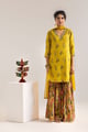 Aarani Embroidered Sharara Set with a Cape Yellow color