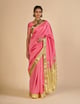 Embroidered Color Block Sari Pink/Yellow color