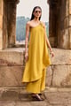 Textured Wide Legged Pant Tuscan Yellow color