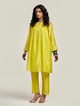 Short Embroidered Yoke Kurta with Gathers Lime color