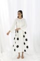 White and Black Polka Dot Button-Front Tiered Midi Dress - Khat - Image 1