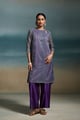 Tejasi Handloom Chanderi Teal & Purple Kurta Sets Blue/Purple color