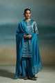 Sharvari Chanderi Teal Kurta Sets Blue color