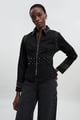 Black Studded Zip-Up Collared Jacket - KAREN MILLEN - Image 1