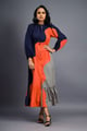 Maxi Shirt Dress Navy Blue/Orange color