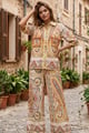 Multicolor Paisley Linen Shirt and Wide-Leg Co-ord Set - BOHO-CHIC - Image 1