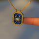 Cancer Zodiac Tablet Reversible Necklace with Carnelian Blue color
