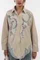 Embellished Striped Shirt Beige color
