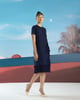 Flower Edge Dress Blue color