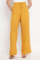 Relaxed Wide-Leg Trousers Mustard Yellow color